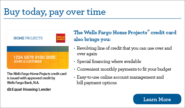 Wells Fargo Home Project credit card financing with link to the application